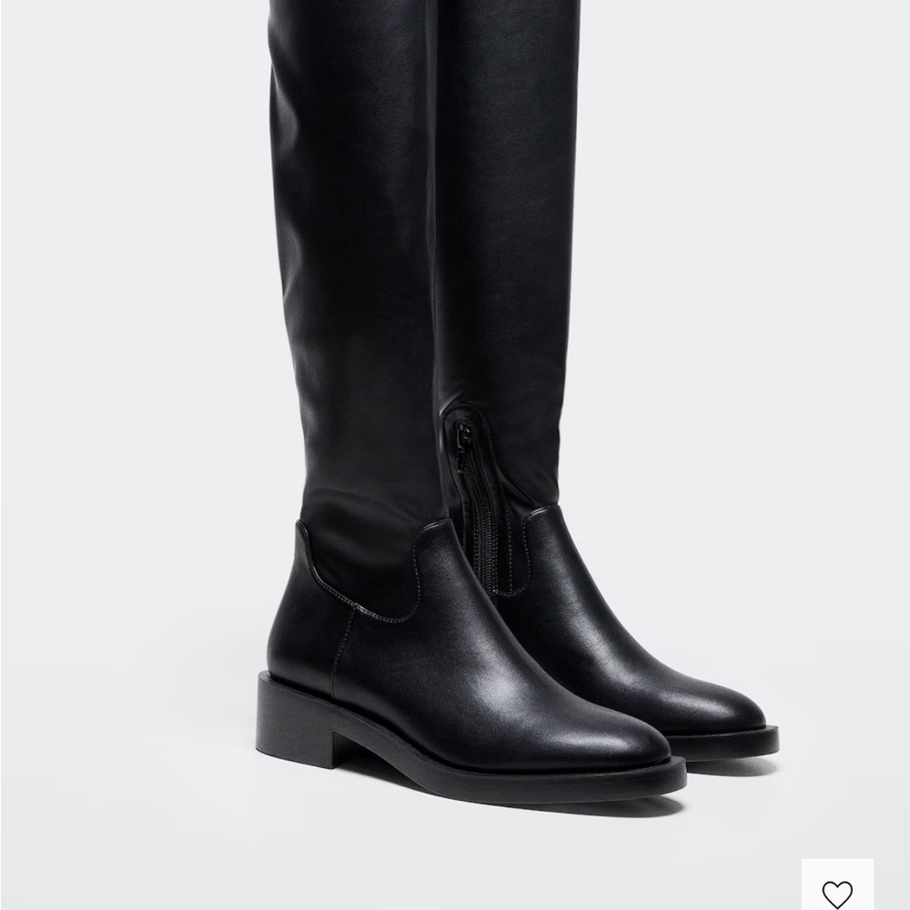 Mango Vegan Black Over the Knee Boots
